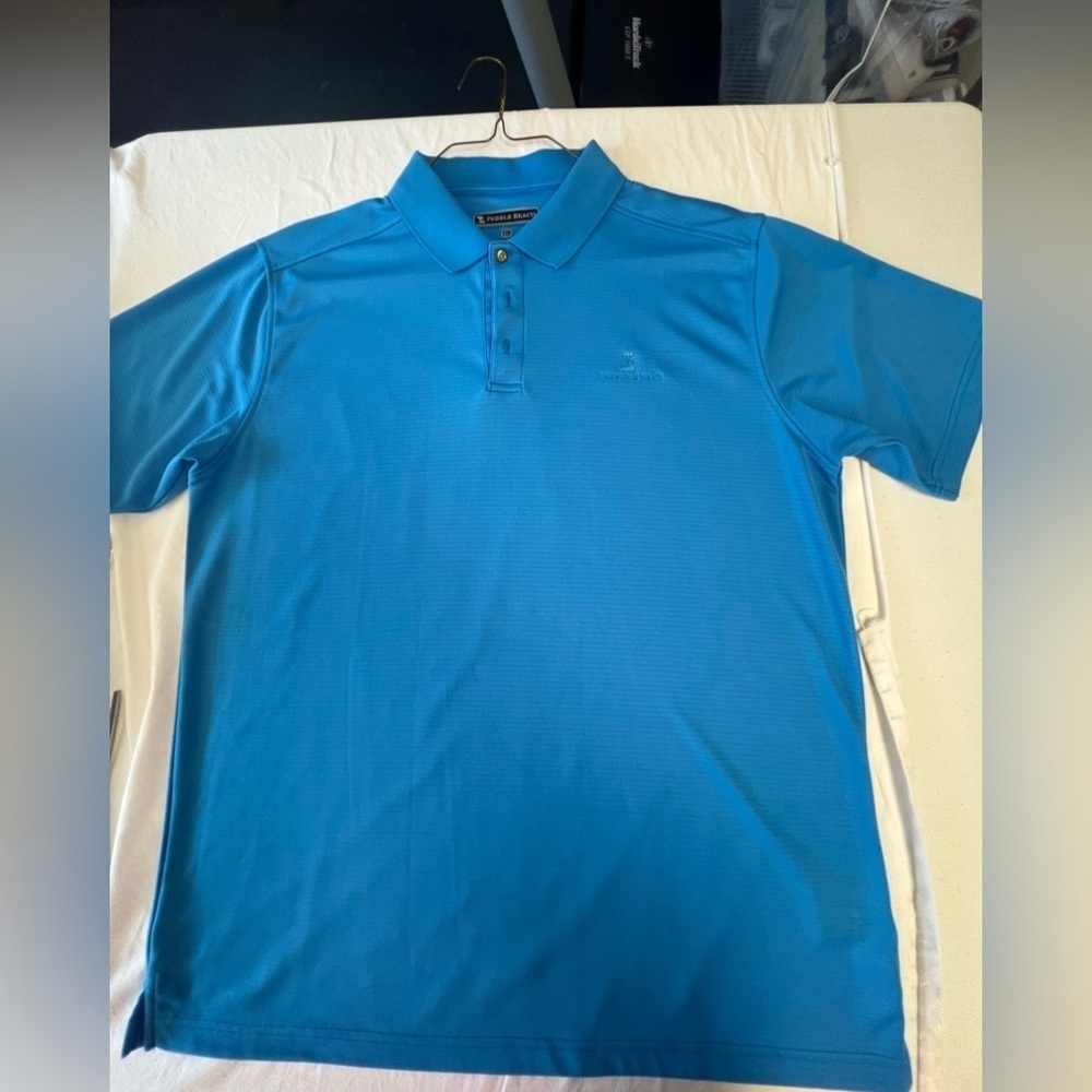 PEBBLE BRACH DRY LUXE PERFORMANCE GOLF SHIRT. TURQUOISE BLUE. SIZE XL POLYESTER